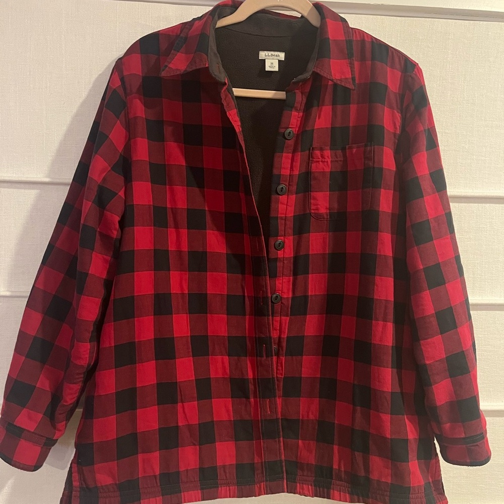 L.L. Bean Buffalo Plaid fleece lined Button Down Shirt